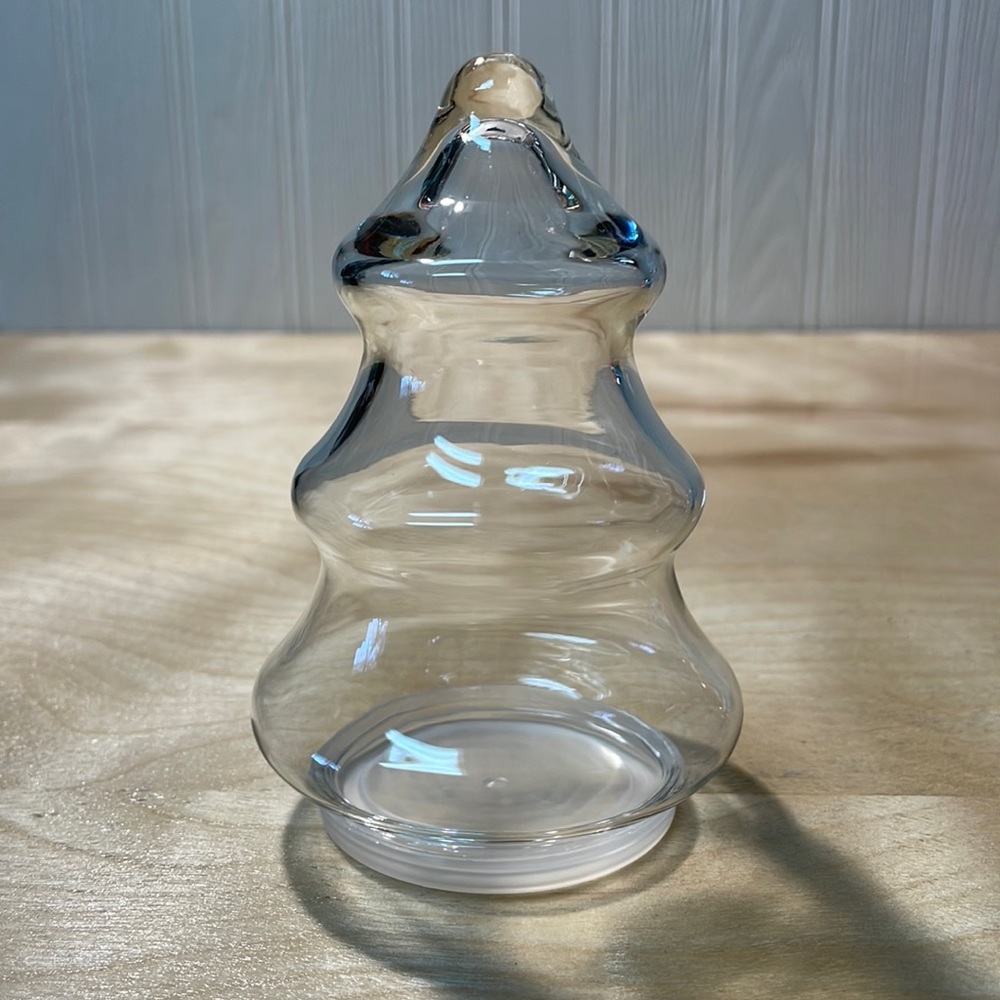 Vintage Small Christmas Tree Jar - Clear Glass